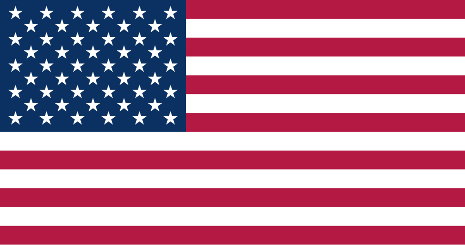 Amerikas förenta staters flagga: femtio vita stjärnor på blått fält och tretton röda och vita ränder.